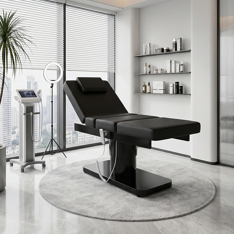 Spa Wellness And Beauty - Black Minimalist 3-Motor Spa Massage Furniture