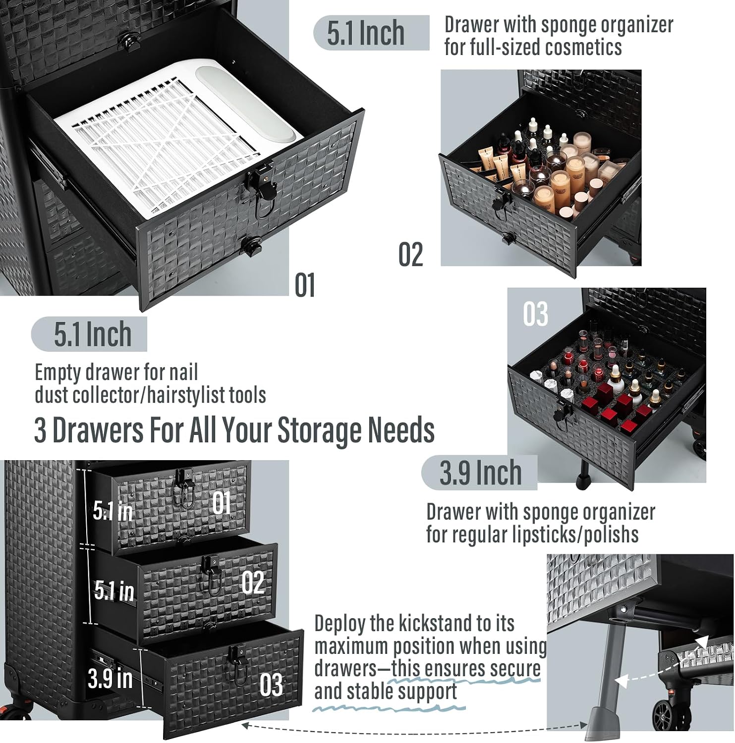 Rolling Salon Cart with 3 Draw - Spa & Wellness Earth City Москва review and price